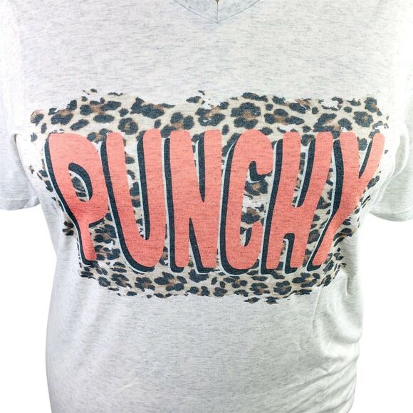 Unbranded Tops - Women's T -Shirt "Punchy" Cowgirl Western Heather Grey Tri-Blend V-Neck XL